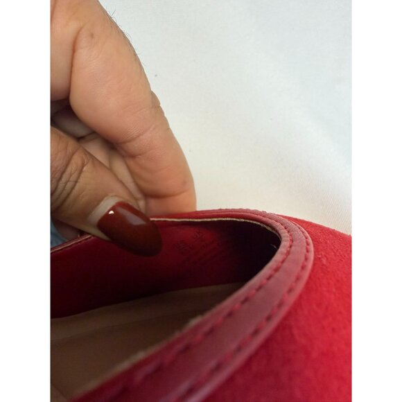 Franco Sarto Darcy Pumps Womens Size 8.5 Red Suede Pointed Toe Kitten Heel Shoes - Picture 13 of 13